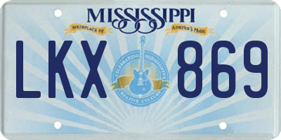 MS license plate LKX869