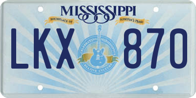 MS license plate LKX870