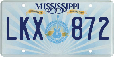 MS license plate LKX872