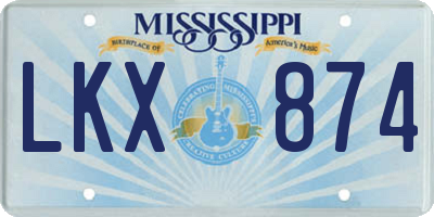 MS license plate LKX874