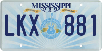 MS license plate LKX881
