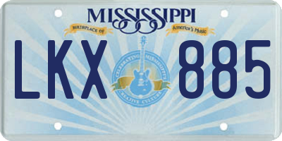 MS license plate LKX885