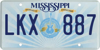 MS license plate LKX887