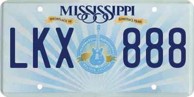 MS license plate LKX888