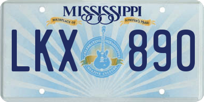 MS license plate LKX890