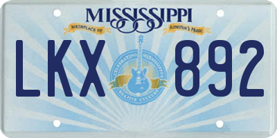 MS license plate LKX892