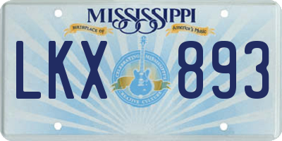 MS license plate LKX893