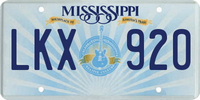 MS license plate LKX920