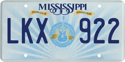 MS license plate LKX922