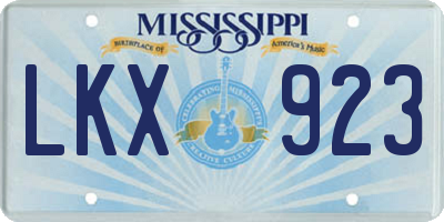 MS license plate LKX923