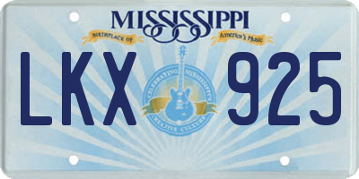 MS license plate LKX925