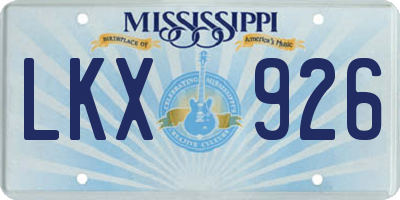 MS license plate LKX926