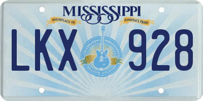 MS license plate LKX928