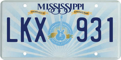 MS license plate LKX931