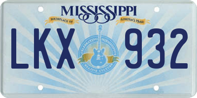 MS license plate LKX932