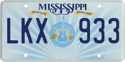 MS license plate LKX933