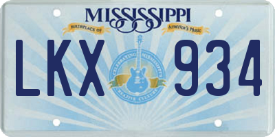 MS license plate LKX934