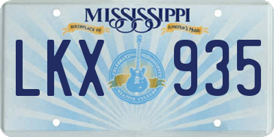 MS license plate LKX935