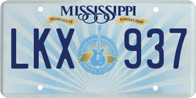 MS license plate LKX937