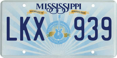 MS license plate LKX939