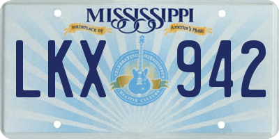 MS license plate LKX942