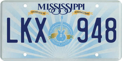 MS license plate LKX948