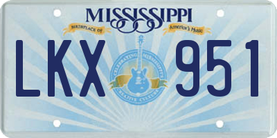 MS license plate LKX951