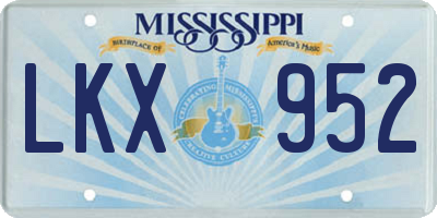 MS license plate LKX952