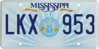 MS license plate LKX953