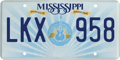 MS license plate LKX958