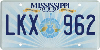MS license plate LKX962