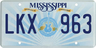 MS license plate LKX963