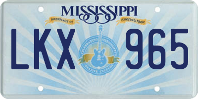 MS license plate LKX965
