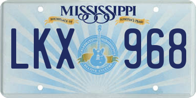 MS license plate LKX968
