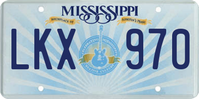 MS license plate LKX970