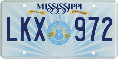 MS license plate LKX972