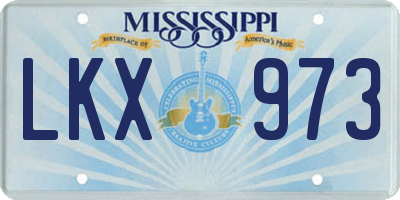 MS license plate LKX973