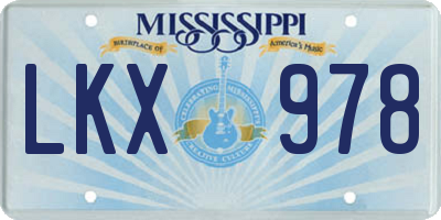 MS license plate LKX978