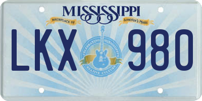 MS license plate LKX980