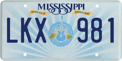 MS license plate LKX981