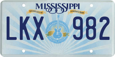 MS license plate LKX982