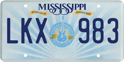 MS license plate LKX983