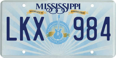 MS license plate LKX984