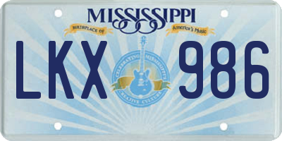 MS license plate LKX986