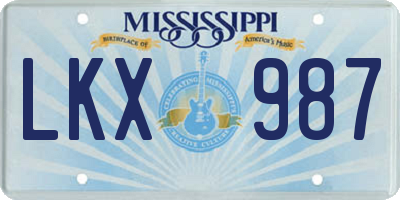 MS license plate LKX987