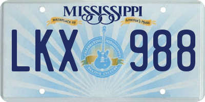 MS license plate LKX988