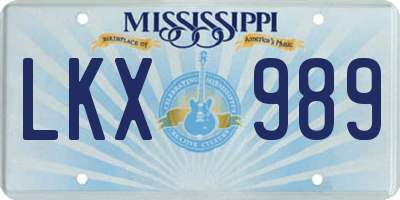 MS license plate LKX989