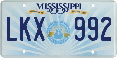 MS license plate LKX992