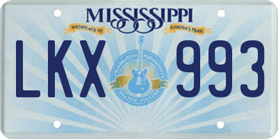 MS license plate LKX993
