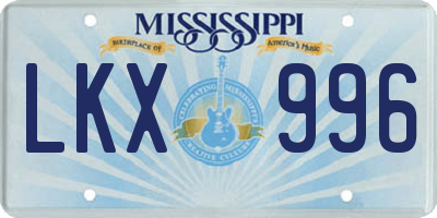 MS license plate LKX996
